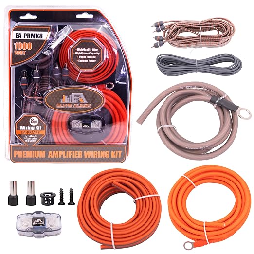 Elite Audio 8 Gauge Amplifier Wiring Kit, 1000W CCA Amp Install Kit – EA-PRMK8