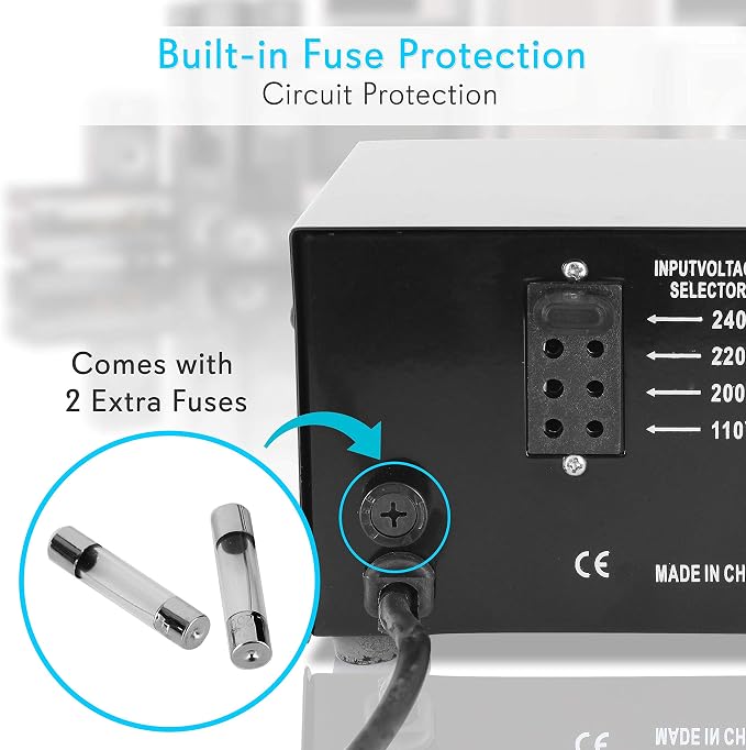 Pyle Step Up and Down Converter - 500 Watt Voltage Converter Transformer w/ USB Charging Port, UK Power Adapter, AC 110 / 120 to 220 / 240 Volt Vice Versa, 110V/120V/220V/240V Input Voltage