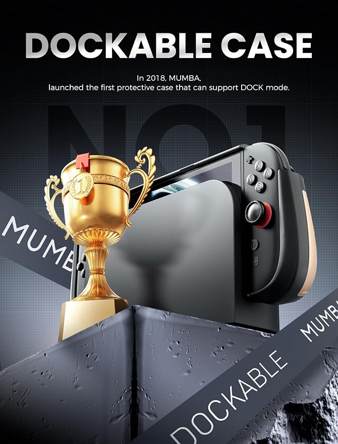 Mumba Dockable for Nintendo Switch 2 Case with Flip Stand, [Titan] Ergonomic Switch 2 Grip Protective Cover Holds 5 Game Cards & 2 TF Cards TPU Accessories and Quick-Release Joy-Con Design (Desert)
