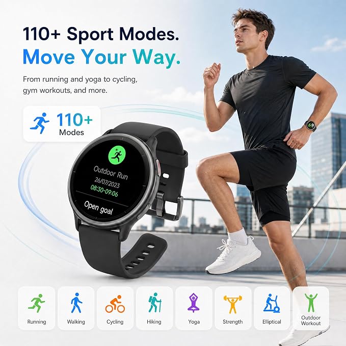 Smart Watch for Men Women (Answer/Make Call), 1.65" HD Fitness Tracker with Heart Rate/SpO2/Sleep Monitor, Pedometer, 110+ Sports Modes, 3ATM Waterproof, 7-Day Battery, for iOS Android