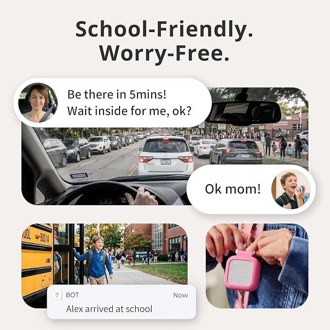 BoT Talk® Kids GPS Tracker with Walkie-Talkie Voice Messaging – Screen-Free, School-Friendly, 7-Day Battery, 30-Day Satisfaction Promise