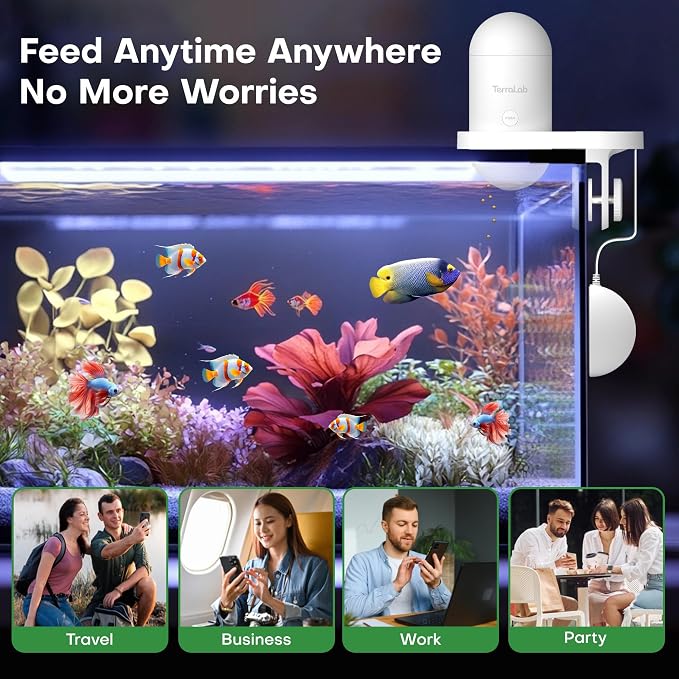 WiFi Automatic Fish Feeder for Aquariums and Home,Smart App Control & Monitor Auto Fish Food Dispenser with 2.5K HD Video and Timer,230ml Fish Feeder and for Betta,Turtle,Koi Tank,USB Powered