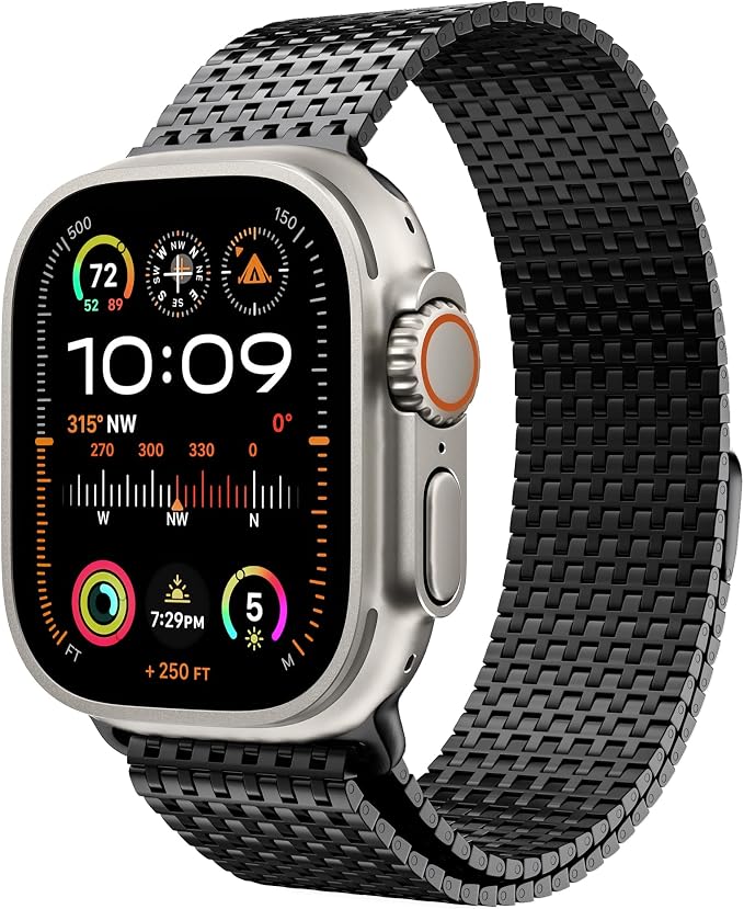 LULULOOK Milanese Mesh Loop Compatible with Apple Watch Band 49/46/45/44/42/41/40/38mm for Men Women, Stainless Steel Magnetic Buckle Strap for iWatch Ultra 3/2 Ultra Series 11 10 9 8 7 6 SE 5 4 3