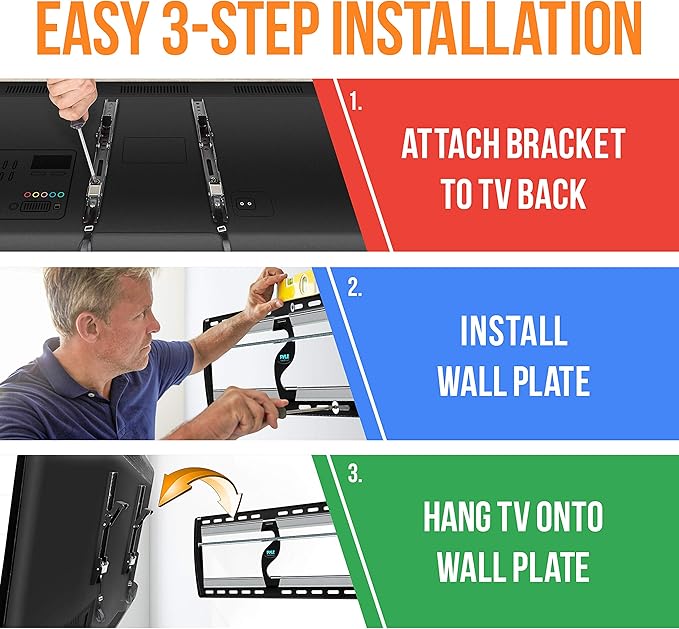 Pyle Tilting Wall Mount - Heavy Duty Universal Flat Screen TV Wall Mount - Mounts 26-52" LED/LOLED & Plasma TVs - Medium Tilt, VESA Mounting, 110 lbs Weight Capacity PYWM24