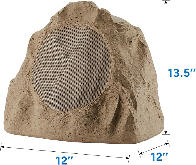 Theater Solutions 2R8S Outdoor Sandstone 8" Rock 2 Speaker Set for Deck Pool Spa Yard Garden