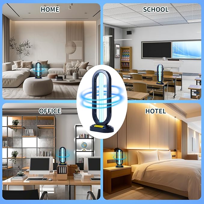 UV Light Sanitizer w/Spare Bulb with Ozone,UVC Disinfection Lamp with Remote Control,Ultraviolet Light Sanitizer for Whole Home,Room & Kitchen,UV Sterilizer15/30/45/60 Minutes Timer