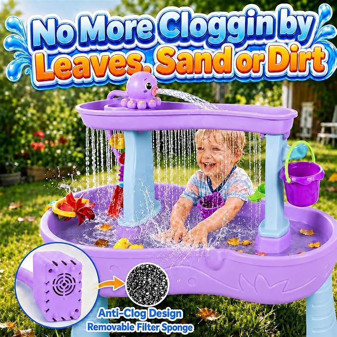 Upgraded Octopus Water Table Pump with Huge Water Output, 3H Non-Stop Fun for Step 2, Rechargeable Water Pump for Water Table, Water Table Accessories for Kids, Toddlers Summer Water Toys (Pump Only)