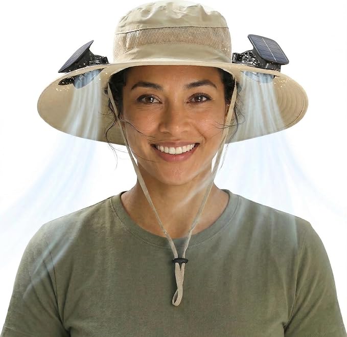 Hat with Fans Solar Power for 2026 Soccer Events, Solar Powered Fan Hat, Outdoor Cooling Sun Hat Men Women