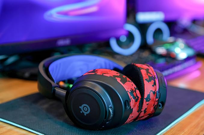 WC Freeze for Arctis Nova - Hybrid Fabric Cooling Gel Replacement Earpads for Arctis Nova Pro Wired, Nova 7, 5, 4, 3, 1 - Made by Wicked Cushions (Does Not Fit Nova Pro Wireless) | Red Camo