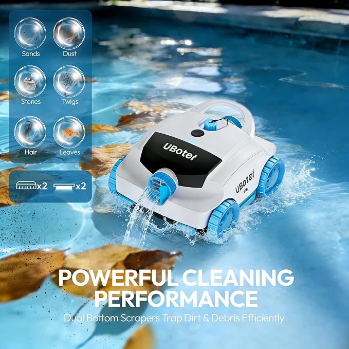 E10 Pool Vacuum,Cordless Robotic Pool Cleaner, Dual-Layer Filtration,Large Wheel for Flexible Movement, Enhanced Edge & Corner Cleaning,120-Min for Above-Ground & Flat-Bottom Pools to 860 Sq.Ft