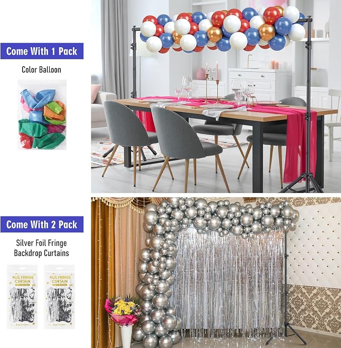 Backdrop Stand Kit - 6 Widths, 10x8.5ft Adjustable Background Stand for Parties & Studio Photography