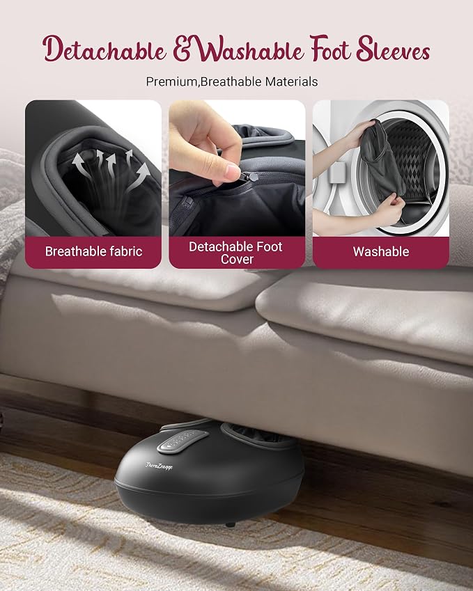 Foot Massager with Heat, Compression, Shiatsu Foot Massager Machine with Remote, Auto-Off Timers, Foot Warmer for Home Office, Up to Size 14,Black