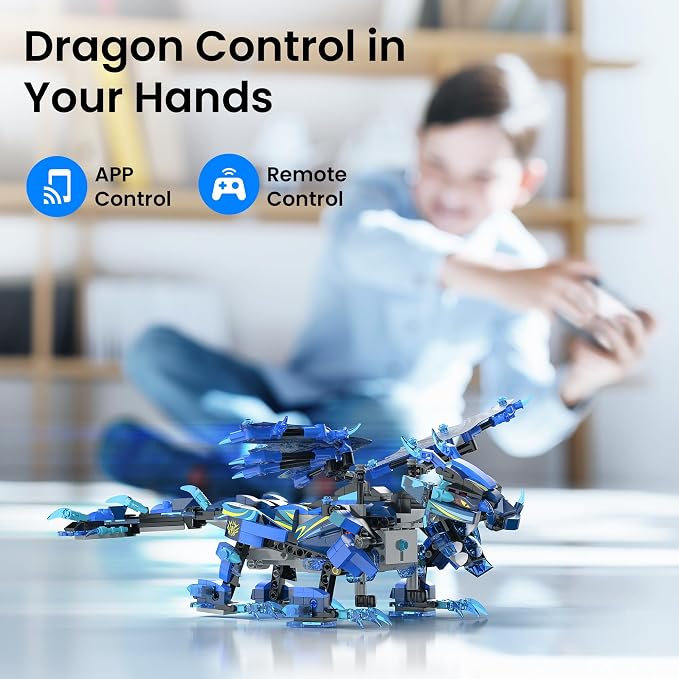 Sillbird Bundle - 2 Items Dragon & Robot Building Kit with Remote Control Christmas Stem Gifts for Kids Boys Ages 8-12, Coding Robotics Technic Toy