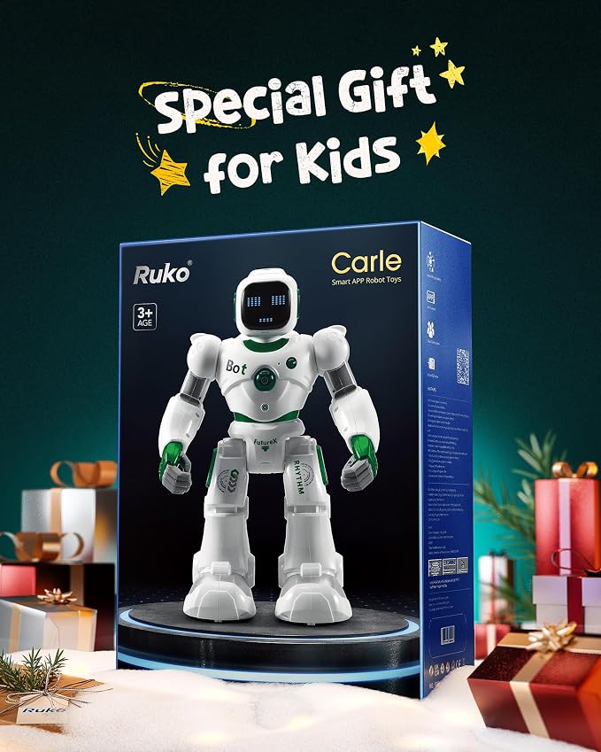 Ruko 1088 Large Robot Toys for Kids, STEM Programmable Remote Control Robot, Electronics Educational Birthday Gifts for Boys & Girls 4 5 6 7 8 9 Year Old, Green
