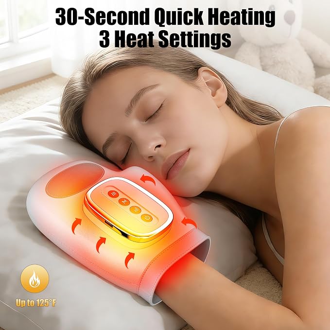 Hand Massager with Heat and Compression, Electric Hand Massager for Arthritis and Carpal Tunnel Relief, 3 Modes 3 Heat Levels 5 Compression Settings Hand Massage, Fathers Day Gift