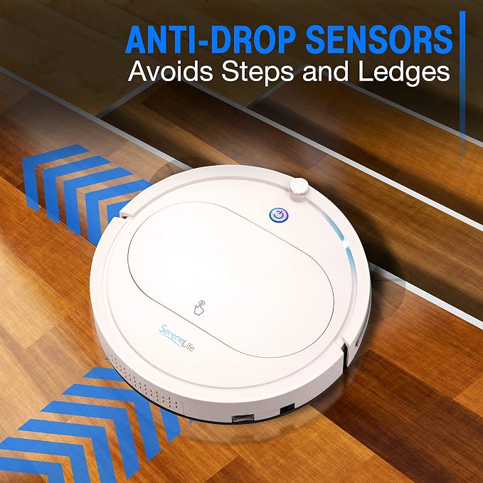 PURE CLEAN Robot Vacuum Cleaner with Remote Control, Smart Robotic Machine Automatic Floor Cleaning Robo Vac with Dry Mop for Clean Home Carpet Hard Wood Tile Pet Hair