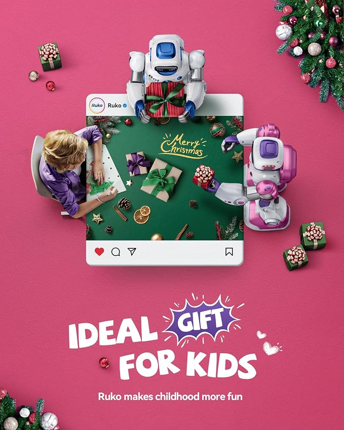 Ruko 1088 Interactive RC Robot Toy for Kids, Large Programmable Robot with App Control, Dancing, Birthday, for Boys & Girls Ages 4 5 6 7 8 9, Pink