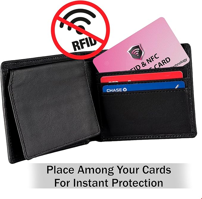 SaiTech IT 5 Pack RFID Blocking Cards Protect Your Entire Wallet, Purse, and Cards from NFC Contactless Theft Wallet for Men & Women - Pink
