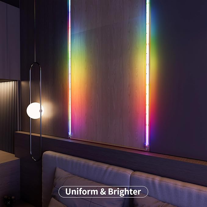 MIWISE RGB Smart IC COB LED Strip Light,20ft Color Chasing Flexible LED Tape Light,WS2811 Addressable RGB Strip with APP Control/Music Mode,Work with Alexa/Google,for Party/Home DIY Lighting Projects