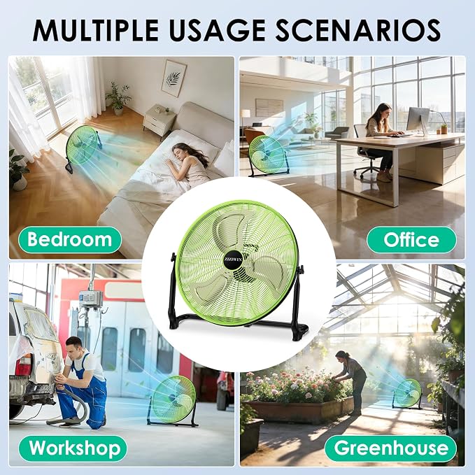 18'' Rechargeable Battery Operated Floor Fan, Portable Cordless Camping Fan Outdoor, Long Lasting Battery Powered Fan, 360° Tilt, Wireless, USB Output, for Home Gazebo Greenhouse Outside Gym