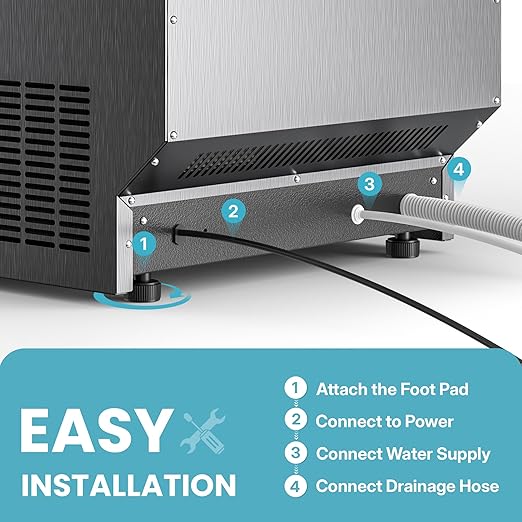 Manastin Commercial Ice Maker, 115lbs/24H Large Ice Machine, 33lbs Storage Capacity, 50 Ice Cubes/15 Mins, Under Counter Ice Maker with Water Filter, Self-Cleaning, Timer, for Home & Bar