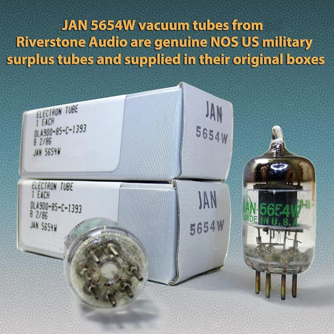 Tested/Matched Pair (2 Tubes) 7-Pin JAN 5654W Fully-Tested Vacuum Tubes - Upgrade for 6AK5 / 6J1 / 6J1P / EF95 - JAN 5654W Platinum Grade Pair