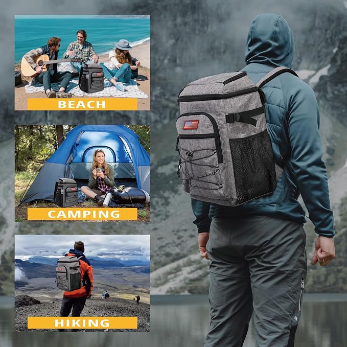 25L Backpack Cooler Keep All Drink Cold for Long Periods of Time Cooler Backpack Insulated Waterproof Portable High Durability Small Cooler Backpack with Compartment for Hiking Camping Beach