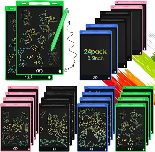 24 Pack LCD Writing Tablet Drawing Board 8.5 inch Colorful Drawing Tablet for Kids, LCD Erasable Doodle Pad Educational Toy Gift for Boys Girls (Blue,Black,Green,Pink)