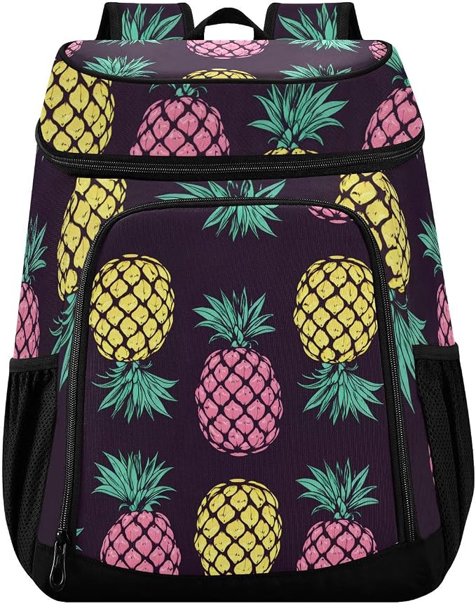 Tropical Pineapples Fruits Cooler Backpack Insulated Leak Proof Beach Cooler Bag Soft Lunch Picnic Hiking Camping Backpack Cooler