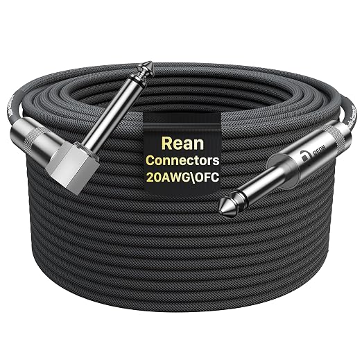 AA AUDIO ACCESSORY Guitar Cable 100 ft, 20AWG 99.99% OFC - A Must for Long Instrument Cable, Nylon Braided Anti-Kinking Kevlar-Reinforced, AL&OFC Shielded 1/4 Bass Amp Cord for Fender Electric Guitar