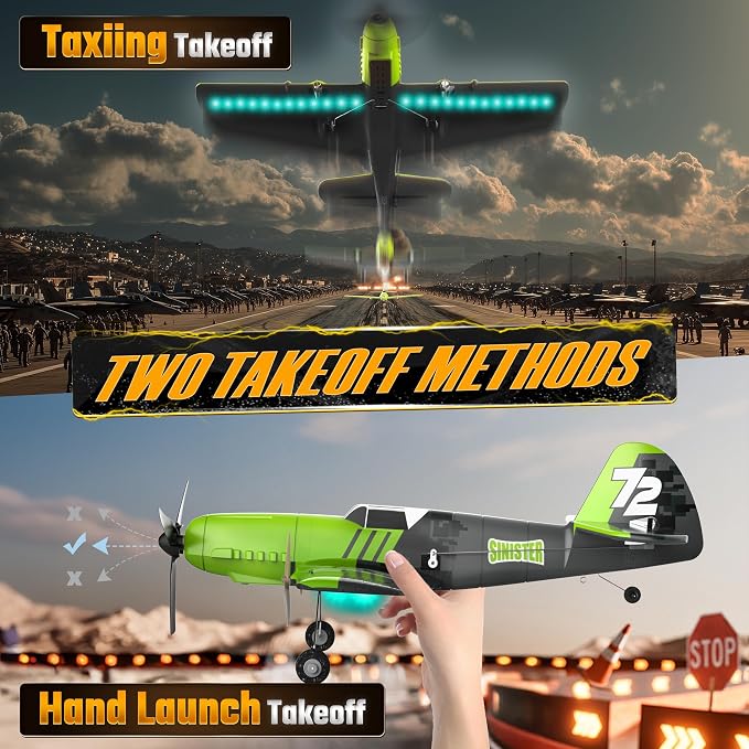 BEZGAR HQ089 RC Plane, Drones for Kids, 6-axis Gyro Remote Control Airplane, RC Helicopter, Easy Control for Beginners Toys with Colorful LED Navigation Lights(Green)