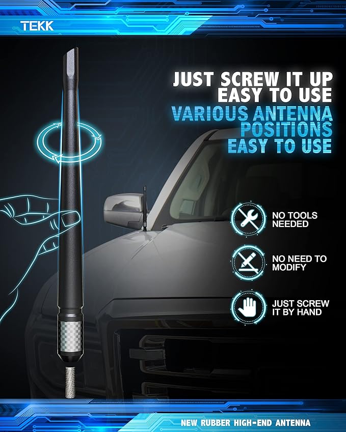 Tekk Carbon Fiber Short Antenna Compatible with GMC Sierra 1500 2009-2026/7.9 Inches Premium Flexible Rubber/Designed for Enhance FM/AM Radio Signal Reception
