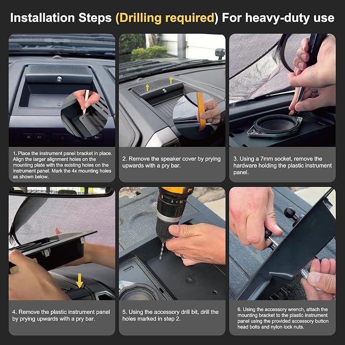 Surfcabin Dash Mount Phone Holder Compatible with 2015-2020 F150 2017-2022 F250 F350 Metal Cellphone Mounting Bracket Stand for Most CellPhones