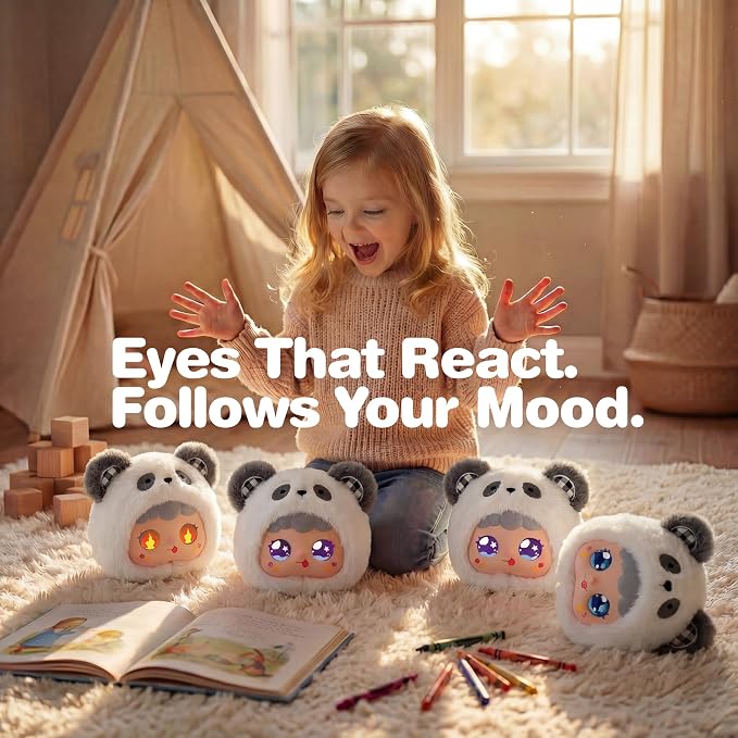 Interactive AI Smart Plush Toy - Soft Talking Companion, Emotional Eyes, Screen-Free Multilingual Learning, Bedtime Storyteller, White Noise, Parental Control App, Gift for Kids 3+, Panda