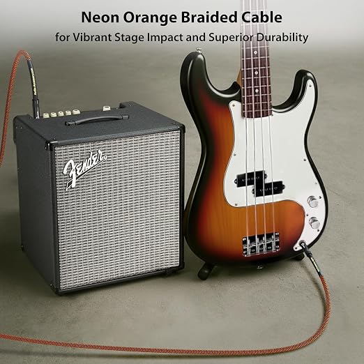 AA AUDIO ACCESSORY Pro Series Guitar Cable 25 ft, Gold-Plated Neutrik REAN Connector, 18 AWG 99.99% OFC, Low Capacitance Straight to Straight 1/4 Inch Instrument Cable for Fender Ernie Ball Mogami