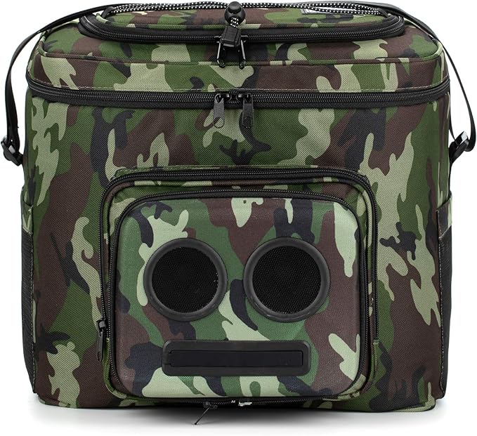 THE #1 Cooler with Speakers on Amazon. 20-Watt Bluetooth Speakers for Parties/Festivals/Boat/Beach. Rechargeable, Works with iPhone & Android (Camo)