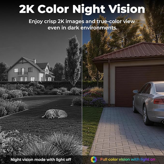 2K Security Cameras Wireless Outdoor, 5G & 2.4 WiFi Cameras for Home Security Solar/Battery Powered with Solar Panel, 360° PTZ Human Detection, Color Night Vision, Works with Alexa(2 Pack)