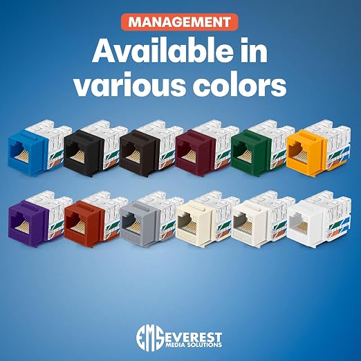 Everest 90° Angled RJ45 Cat6A Keystone Jacks 100-Pack in White - Slim Profile Female RJ45 Connectors - Cat 6A Keystone Jack - Compatible with 90° Angled Speed Termination Tool - easyJACK (B094WB91H3)