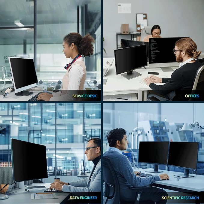 Peslv [2 Pack] 23 Inch Privacy Screen for Computer Monitor 16:9 Aspect Ratio, Eye Protection Anti Blue Light Glare Shield, 23inch Removable Black Blackout Anti Spy Desktop Security Private Filter