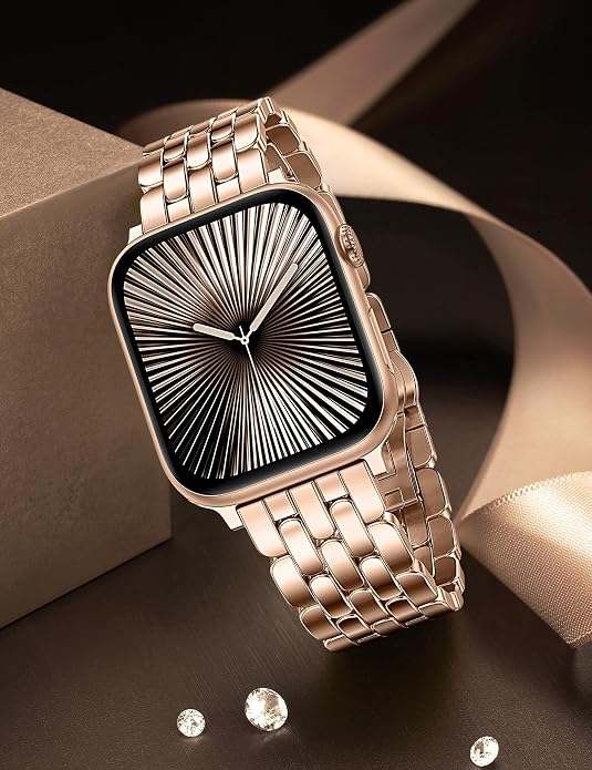 TOYOUTHS Designer Vintage Dressy Bracelet for Apple Watch Band Women 42/40/41/38/44/45/46/49mm, Stainless Steel Elegant Luxury Metal Strap for iWatch Series 11 10 9 8 7 6 5 4 SE/Ultra 3 2 1