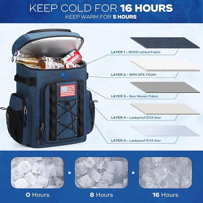 Maelstrom Backpack Cooler,Soft Lightweight Leakproof Cooler Backpack,Men Women 35/50 Can Insulated Cooler Bag,Keeps Hot/Cold for Up to 16 Hours,Perfect for Camping, Beach