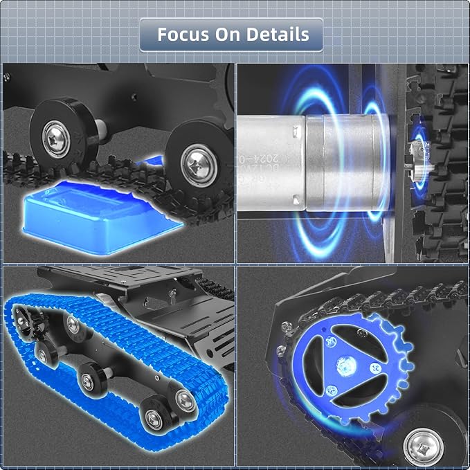 Robot Tracked Tank Car Chassis, Shock Absorbing Robot Chassis Full-Metal Robotic Moving Platform Track for Raspberry Pi Arduino Jetson Microb DIY Maker Smart Car Learning Kit