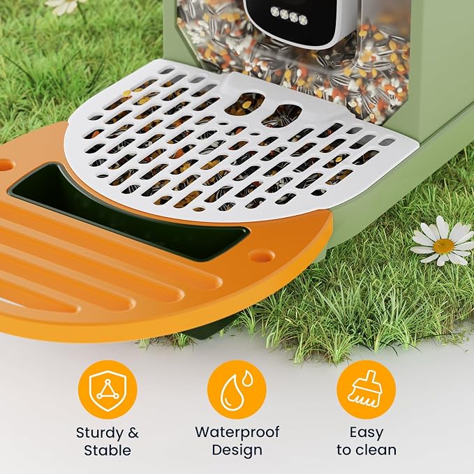 Smart Bird Feeder Camera with Bird Seed Guard (Green)