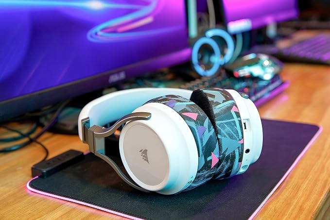 WC Freeze Virtuoso - Hybrid Fabric Cooling Gel Replacement Earpads for Corsair Virtuoso Gaming Headset, Made by Wicked Cushions, Improved Durability, Thickness and Sound Isolation |90's Black