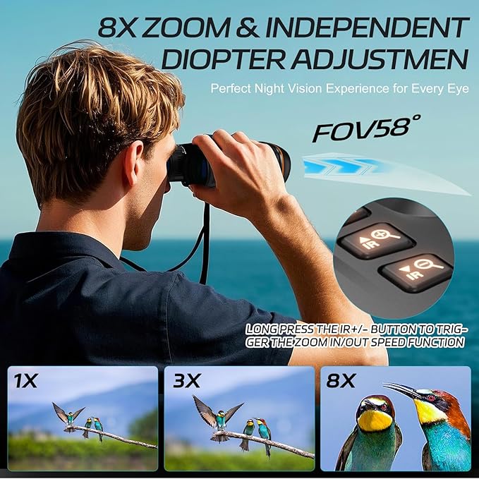 3D VR Night Vision Goggles - 4K Night Vision Binoculars,Wide FOV 58° 3600mAh Battery 8X Digital Zoom, 32GB Card to Save Photos and Videos for Camping,Security