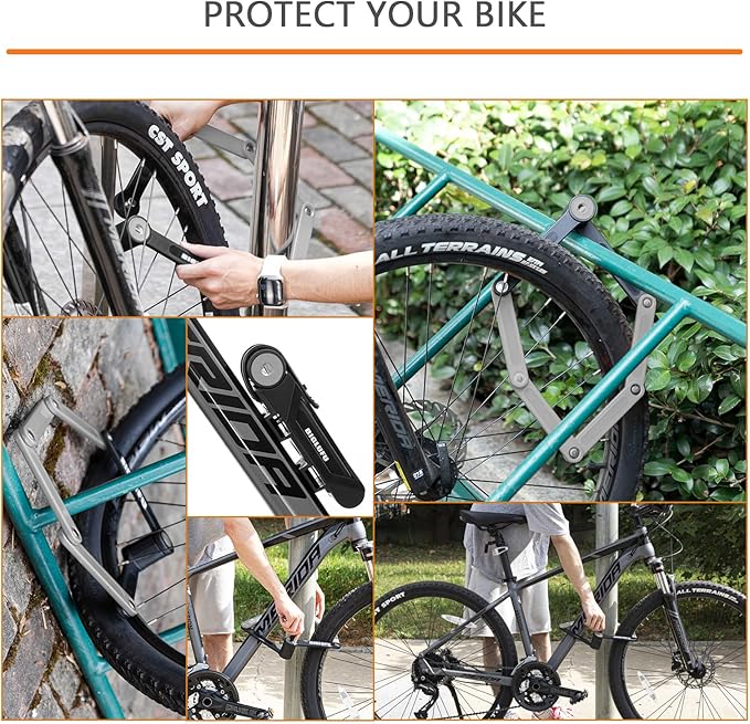 Bike Lock Bicycle Scooter Motorcycle Folding Locks with 4Keys, Fold Chain Heavy Duty Alloy Steel Foldable Lock with Mounting Bracket 2pc Straps, 86cm/34 Unfolding, 1.92 lbs