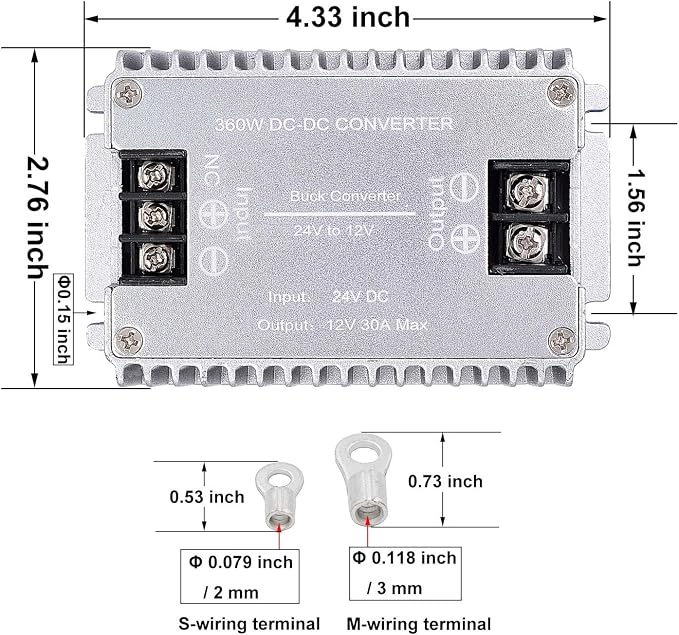 DC to DC High Efficiency Voltage Converter 24V to 12V 30A 360W Buck Converter DIY Power Supply Step-Down Transformer