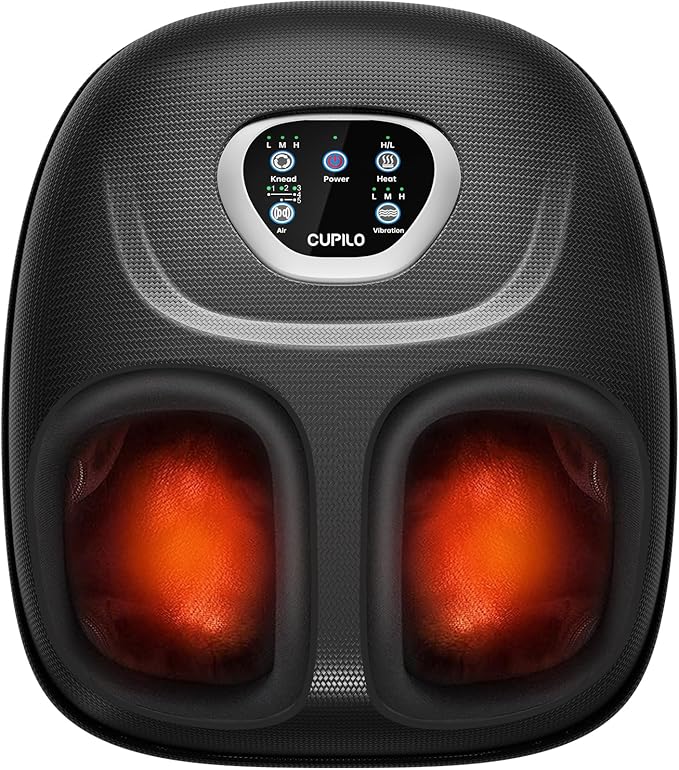 CuPiLo Foot Massager FSA Eligible HSA 2026 Upgraded, Birthday Gifts for Women Men Mom Dad, Feet Massager with Heat for Plantar Fasciitis Relief, 5 Levels Compression & Vibration Massage for Neuropathy