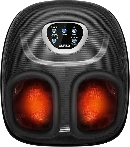 CuPiLo Foot Massager FSA Eligible HSA 2026 Upgraded, Birthday Gifts for Women Men Mom Dad, Feet Massager with Heat for Plantar Fasciitis Relief, 5 Levels Compression & Vibration Massage for Neuropathy
