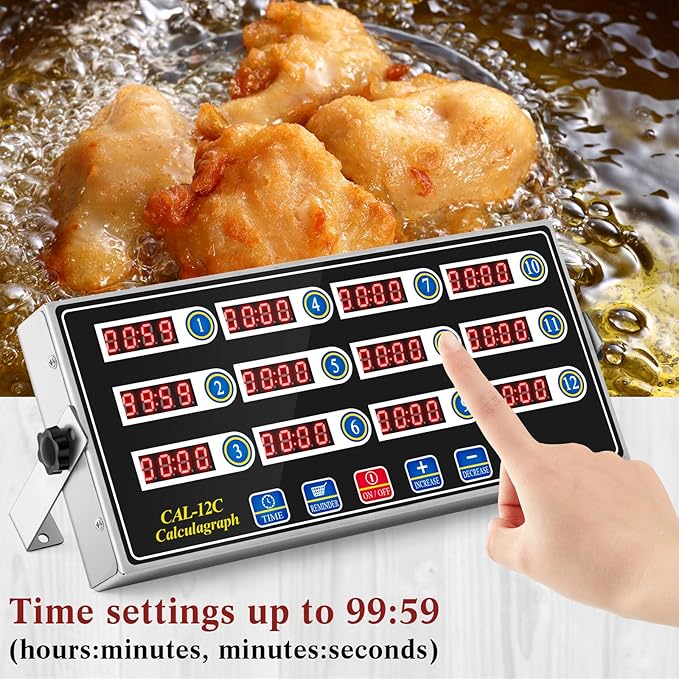 Relaxweex 2 Pack Digital Kitchen Timer, Commercial Cooking Timer with Loud Alarm, Large LCD Display, for Restaurants, Baking, Labs, Multiple Independent Countdown Timers (12 Channel)